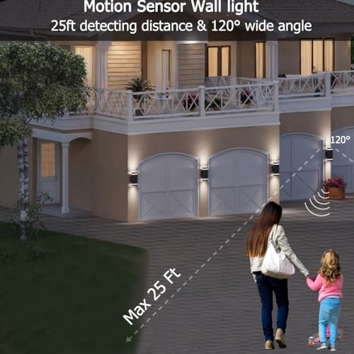 Image of rosykite Motion Sensor Dusk to Dawn Outdoor Wall Lights, Exterior Sconce
