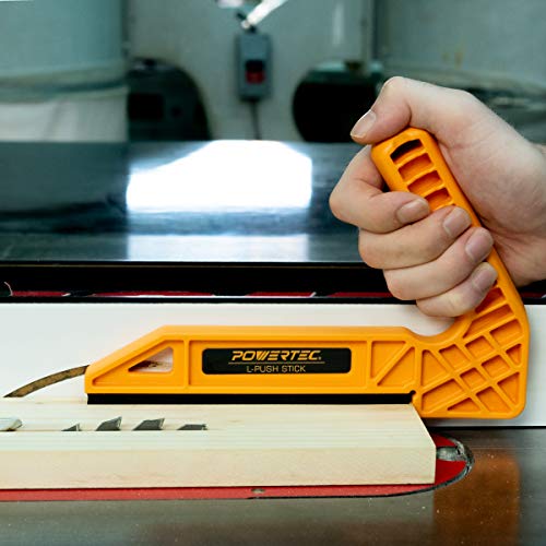 Powertec 71510 Deluxe Straight Handle & Long Push Block, L & Magnetic Push Stick Set For Router Tables, Band Saws & Jointers, Dual Ergonomic Handles W/Max Grip, Hand Protection For Woodworking– 5 Pack #TOP3