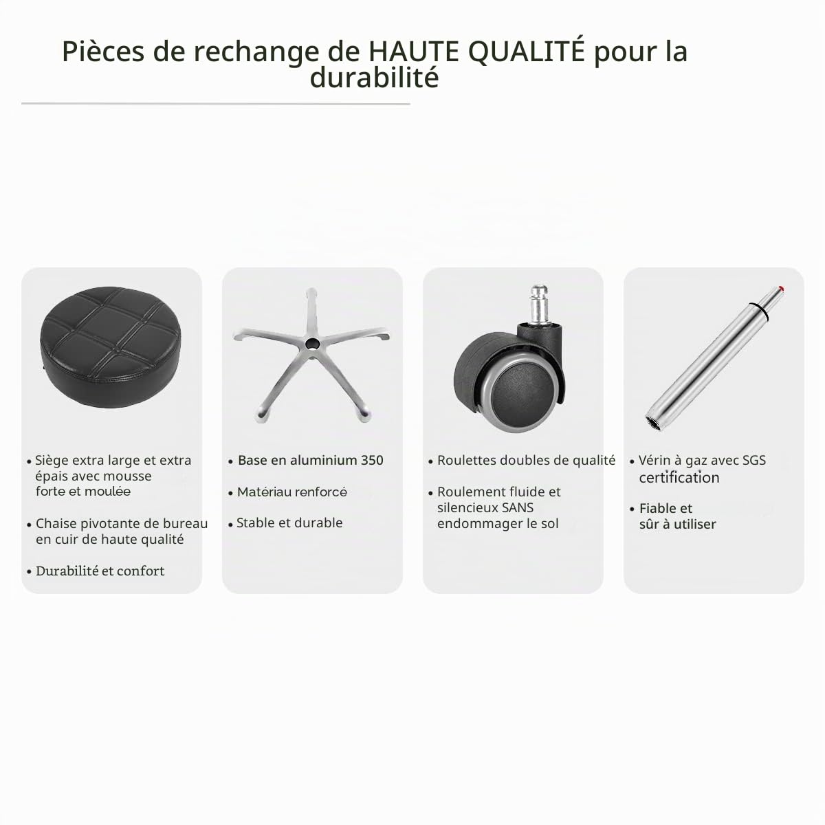 Grace&Grace Tabouret pivotant à Hauteur réglable avec siège Rond Extra Large et Extra épais et Dossier Confortable, Base en métal Robuste pour Salon, Massage, Usine, Boutique
