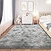 Isdook Soft Shaggy Rugs Light Grey Fluffy Rug for Bedroom White Fuzzy Rug Non-Slip Indoor Floor Carpet for Living Room 8x10 Ft