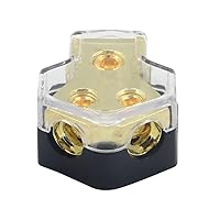 Vista 9 de Bloque de distribución de energía de 4 vías, calibre 0/2/4 AWG, salida de calibre 4/8/10, bloque de conexión de distribución de amplificador estéreo