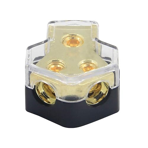 Bloque de distribución de energía de 2 vías RKURCK, calibre 0/2/4 AWG de entrada, calibre 4/8/10 de salida, bloque de conexión de distribución de