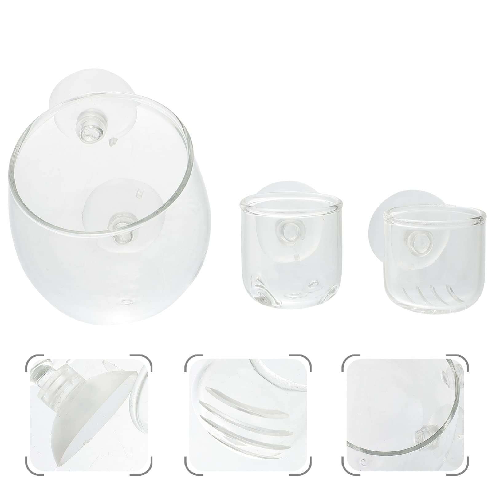 DOITOOL Pots en Verre avec Ventouse pour Plantes Aquatiques Lot de 6 Surface Lisse, pour Aquarium et Décoration de Bassin