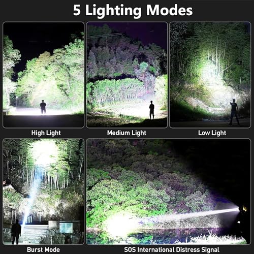 Alicegirl Rechargeable High Lumen Flashlight, 990,000 Lumens Super Bright Led Flashlights with 5 Modes & 18H Run Time, Waterproof Handheld Flash Light for Home Camping Emergency