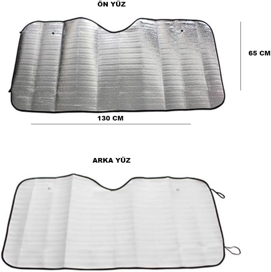 Ankanorm Ön Cam Güneşlik, Metalize Kumaş, 130x65 cm, Vantuzlu, Katlanabilir, İç Dış Kullanım İmkanı, Ekonomik Güneşlik