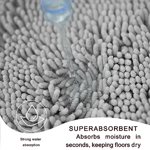 Bathroom Rugs Sets 2 Piece, Ultra Soft Absorbent Bath mat Chenille Bathroom Rug, Antiskid Bath mats Washable Bathroom mat (20x32 inch + 16x24 inch) Light Gray