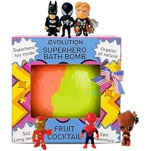 EvolutionUSA 1pc Green Epic Superhero Bath Bombs for Kids Super Hero Bath Bomb Toy Inside, Fun Childrens Bath Bomb, Organic Bathbomb with Surprise, Superhero Bath Fizzer Christmas, Birthday, Easter
