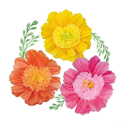DAZZLEEX 3 flores de papel gigantes de 60 cm, flores de papel tridimensionales, flores de papel de seda, decoración de pared