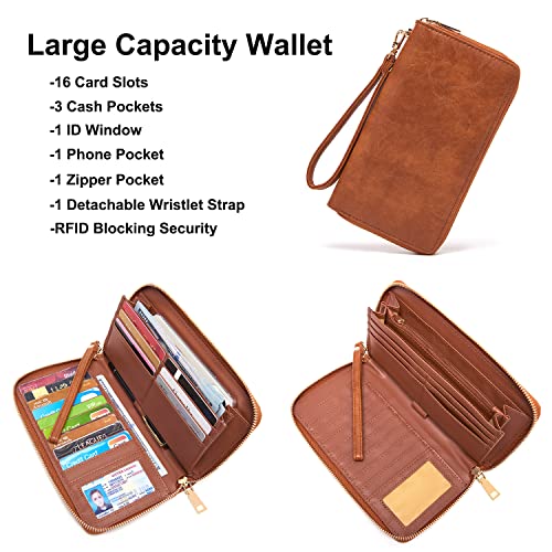 Image of Soperwillton Women Backpack Purse Shoulder Handbags Travel Bag Set 2pcs | Soft PU Leather,Large Capacity,Many Pockets,with a Functional Wallet,with a Detachable Shoulder Strap,Multipurpose Design