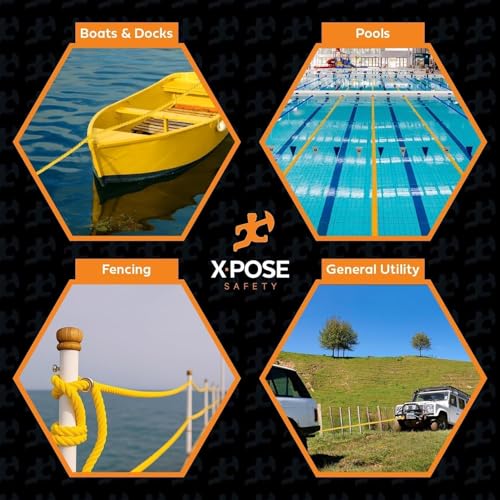 Image of Yellow Twisted Polypropylene Rope, 3 /8 inch Thickness x 1200' Length Heavy Duty Poly Ropes for Outdoor and Marine Use, Yellow Rope for Visibility & Safety
