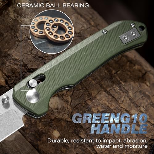 Image of Dispatch Axis Lock Folding Pocket Knife with Clip, 3.46 inch D2 Steel Drop Point Blade and G10 Handle, Crossbar Lock EDC Pocket Knife for Men Women Hiking Camping Hunting Survival Knives