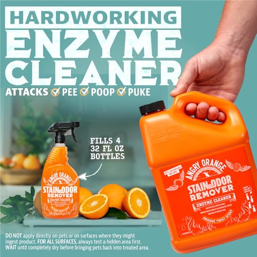 Image of ANGRY ORANGE 1 Gallon Enzyme Cleaner and Deodorizer, Pet Stain and Odor Remover for Dog & Cat Urine and Stains - Citrus, Made in USA
