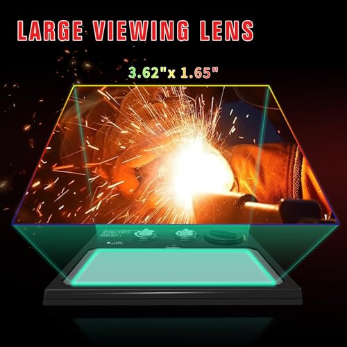 TRQWH Welding Helmet with Light True Color Auto Darkening Welding Helmets for Men Solar Powered Welding Hood with 2 Arc Sensor Wide Shade 4/9-13 for TIG MIG ARC Cool Welder Mask
