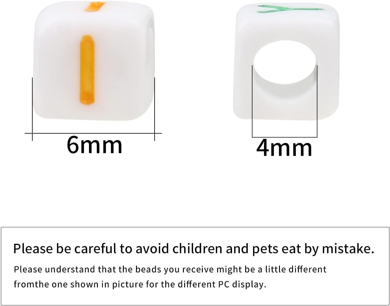 Acrylic Letter Beads Alphabet Colorful Letter White Cube Beads for Friendship Bracelets and Gifts Souvenir Jewelry Making(6 * 6mm Cube, 900pcs) - Image 3