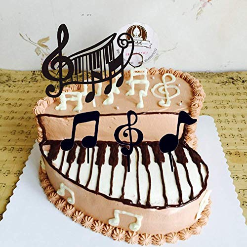Music Notes Cake Toppers,Musical Theme Birthday Party Supplies,Black Music Notes Cupcake Toppers (Black) Suitable For Kids, Adults, Girls, Boys #TOP2