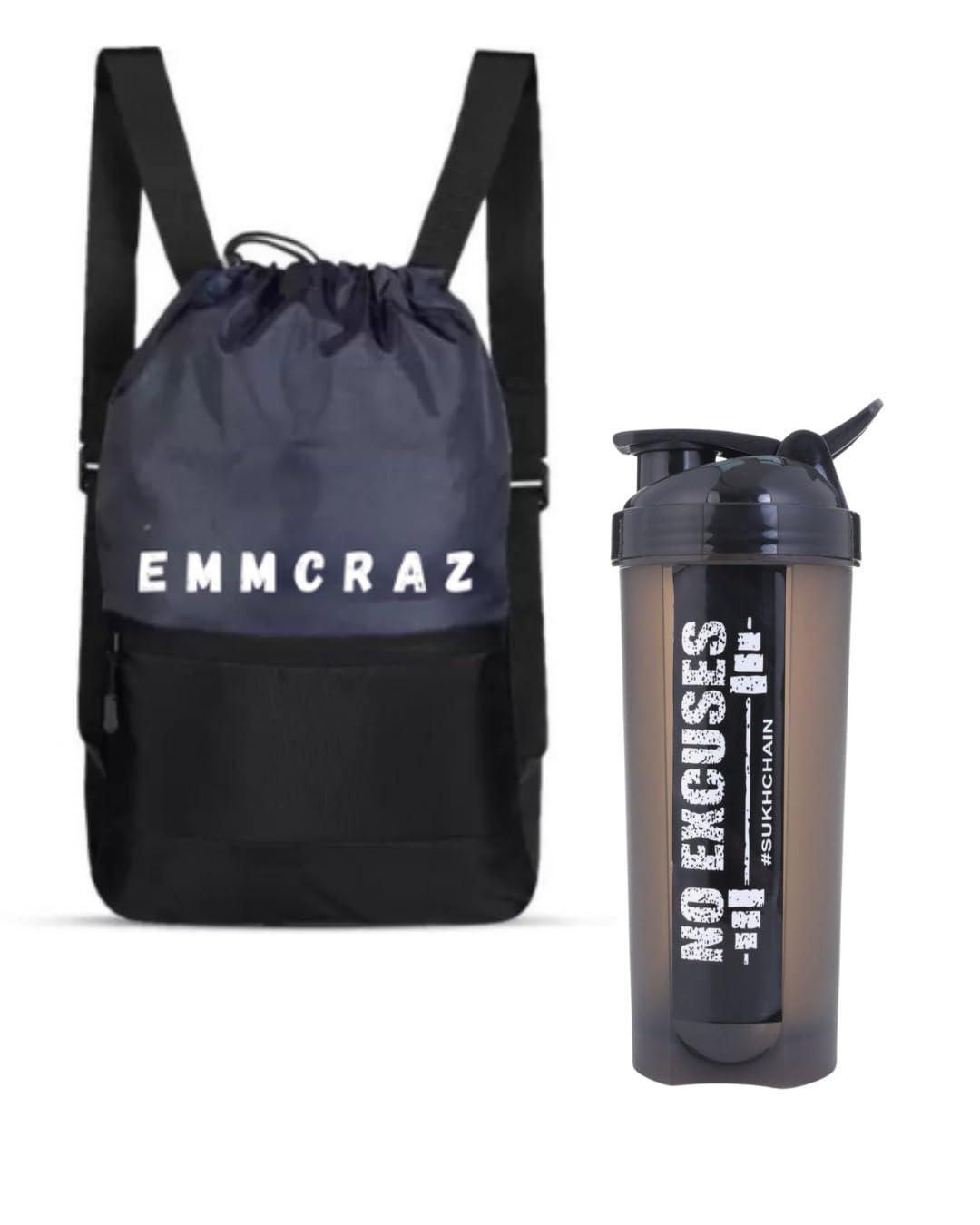 emmcraz Drawstring Bag and Sukhchain Shaker Bottle Combo – Ultimate Fitness Set for Hydration, Storage, and Workout Convenience-picture-26