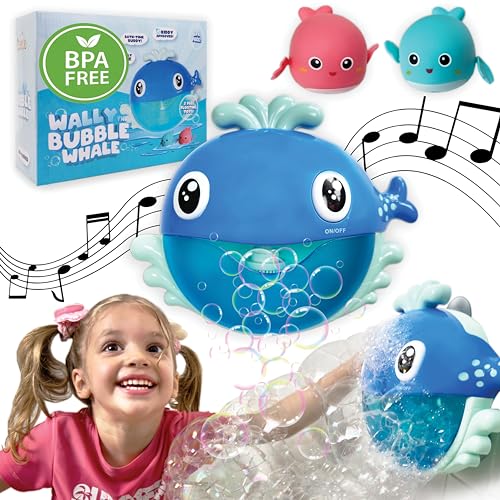 Image of Tiatailtoys Blue Whale Bathtub Bubble Toy - Musical Machine for Toddlers Battery Operated Blower-Fun Bath Toddler Toys Perfect Time Play Great Pool Gift (Series A)