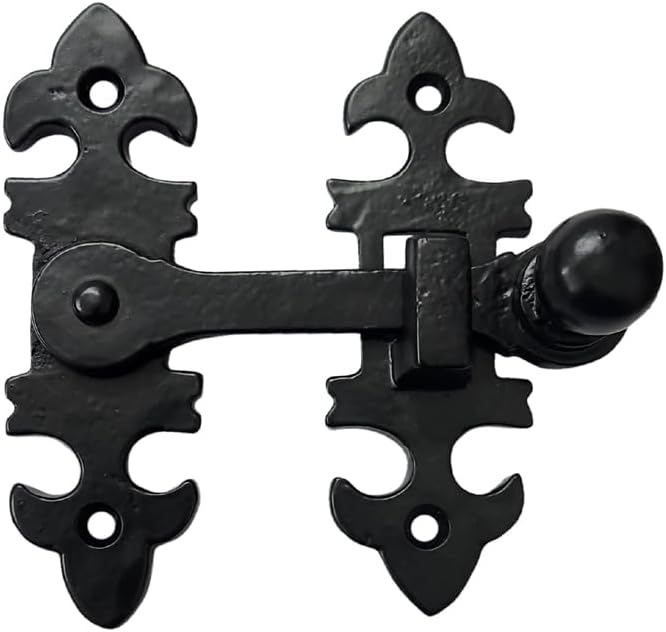 Adonai Hardware "Aholah" Antique Cast Iron Cabinet Gate Latch - Matte Black