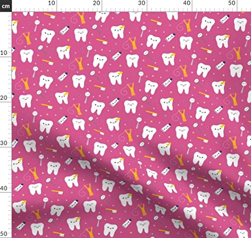 Zahnarzt, Zähne, Zahnbürste, Zahnseide, Zahnpasta Stoffe - Individuell Bedruckt von Spoonflower - Design von Clayvision & Ahappybluetree Gedruckt auf