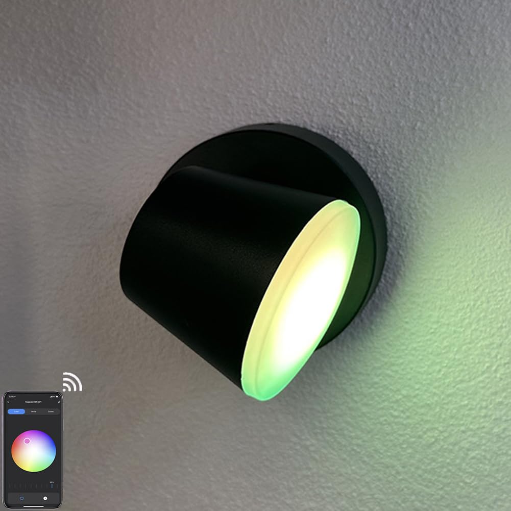 LED Außenwandleuchte 360° Drehbar RGB Dimmbar Außenlampe mit APP Steuerung Timer Wandlampe Innen Außen Wasserdicht IP65 Außenleuchte RGB Farbwechsler, über Smart App steuerbar Wandbeleuchtung