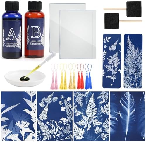 Cyanotype Kit Include 2 Component Sensitizer Set, 40 Sheets A5 Pa...