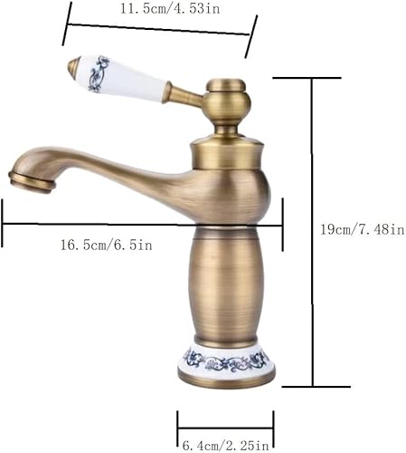 Miniatura 3 de Grifo de baño de latón antiguo,Grifo del fregadero de la cocina,Grifo del fregadero de agua fríacaliente de la cocina,Grifo del cuarto de baño