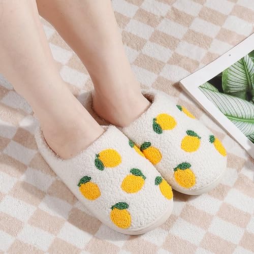 Image of Women's Men's Strawberry Slippers Cute Fruit Home Slippers Winter Fuzzy Memory Foam Fluffy Warm House Shoes