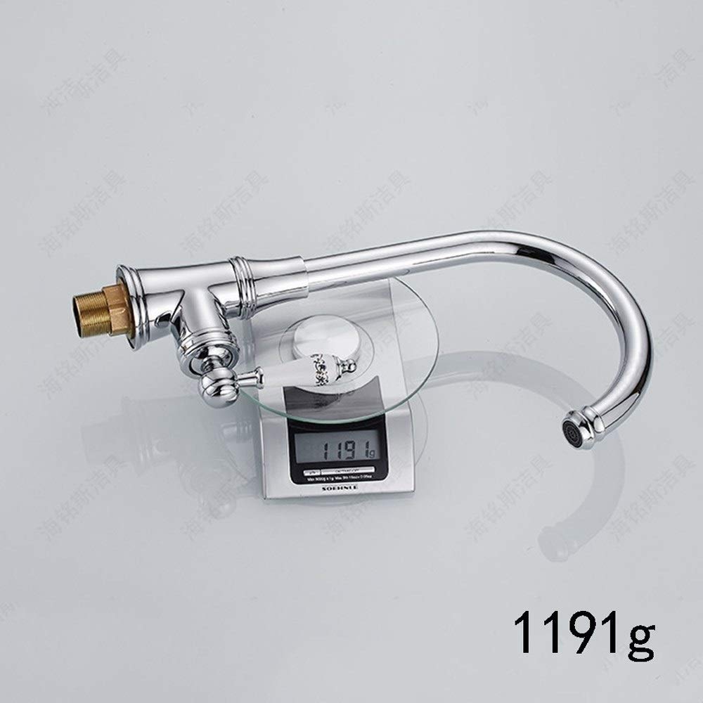 Mixer Tap Srebrny Piękny kran kuchenny Podwójny sposób na ciepłą i zimną wodę Kran z litego mosiądzu Bateria łazienkowa z ceramicznym uchwytem Nowoczesna bateria umywalkowa do domu Obrotowy