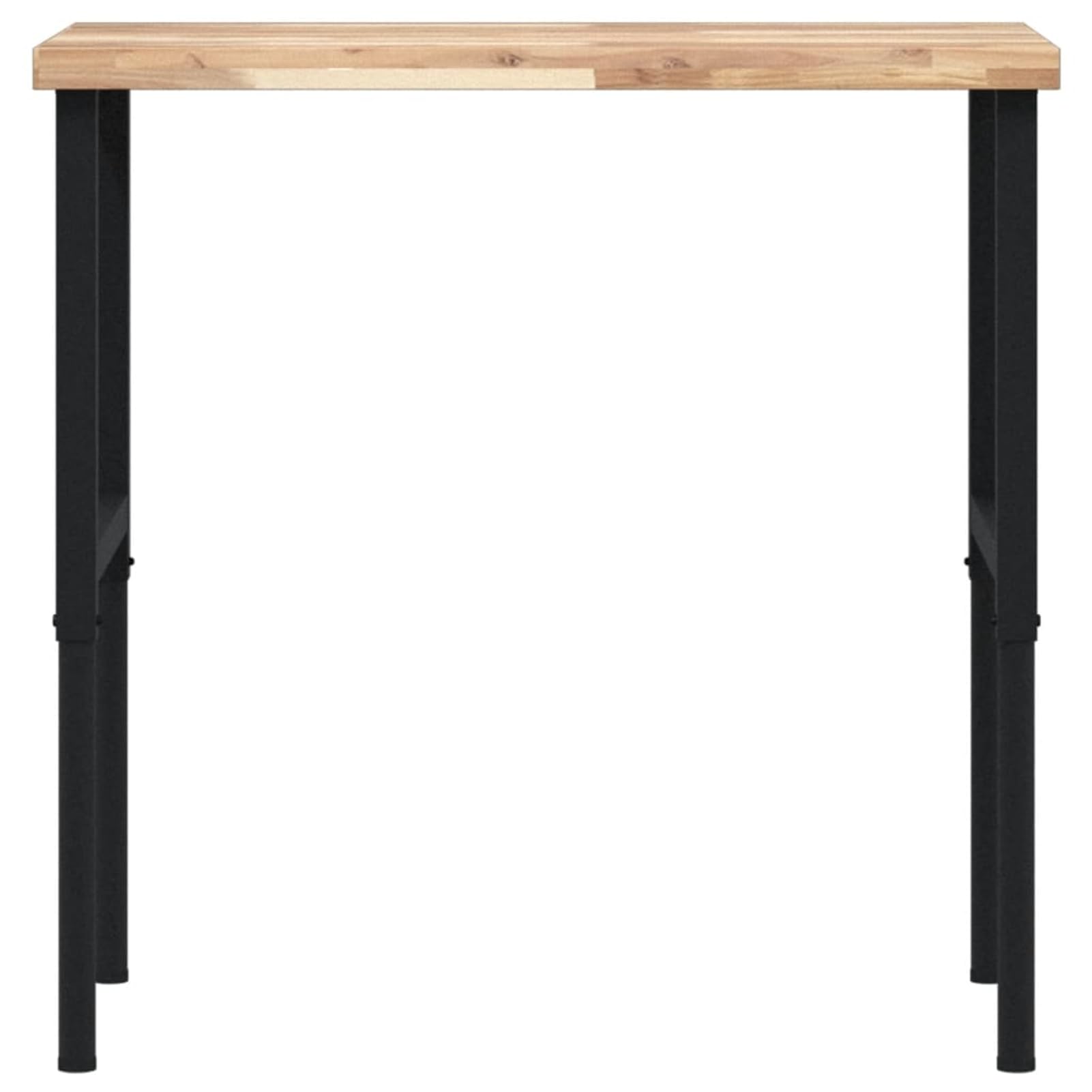 Homgoday Banco da Lavoro 100x60x(73-995) cm Tavolo da Lavoro in Legno Massello di Acacia Non Trattato e Telaio in Metallo Regolabile Nero