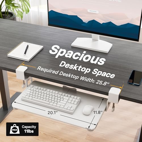 Image of BONTEC Under Desk Keyboard Tray, Pull-Out Keyboard & Mouse Platform