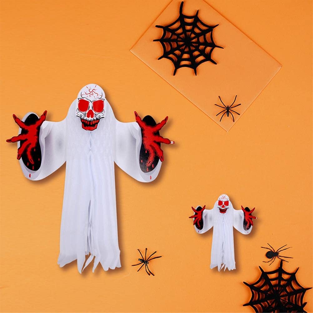 Decoraciones colgantes de fantasmas de Halloween, accesorios de esqueleto colgantes de gasa de tela espeluznante para la decoración del árbol del jardín al aire libre de la fiesta de Halloween little
