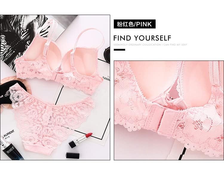 Image of Brachy Women's Padded Underwired Push Up Lingerie Bralette Floral Lace 2 Pieces Push up Bra & Panties Set