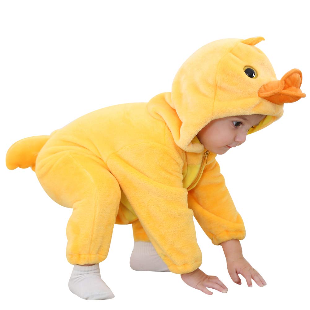 ANUFER Unisex Bambina Cappuccia Pagliaccetto Flanella Carina Animale Tuta Pigiama 0-36 Mesi