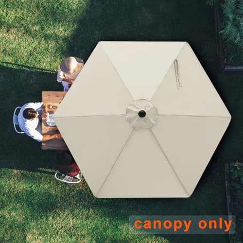 Image of MASTERCANOPY Patio Umbrella 7.5 ft Replacement Canopy for 6 Ribs-Creamy White Canopy Only