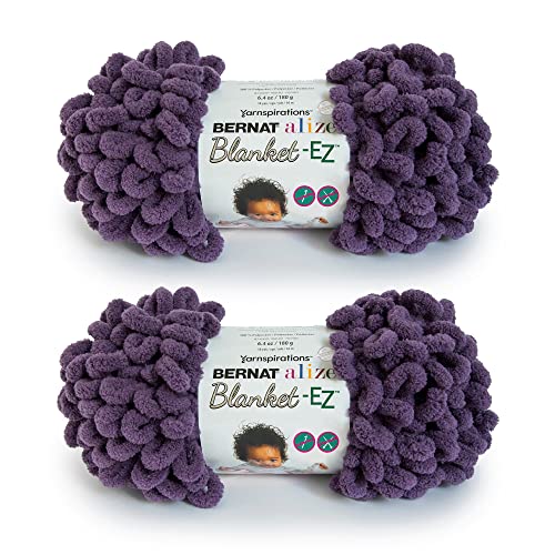 Image of Bernat Alize Blanket-EZ Super Soft Looped Yarn for Beginners, Hand Knitting- No Needles or Hooks Needed, Mauve, 2 Pack