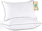 JOLLYVOGUE Pillows Queen Size Set of 2, Medium Supportive Bed Pillows with Super Soft Down Alternative Fill, Luxury Fluffy Hotel Quality for Side, Back, and Stomach Sleepers