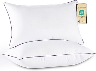 JOLLYVOGUE Pillows Queen Size Set of 2, Medium Supportive Bed Pillows with Super Soft Down Alternative Fill, Luxury Fluffy Hotel Quality for Side, Back, and Stomach Sleepers
