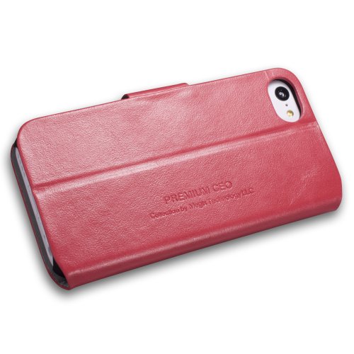The Royal Series Leather Wallet Case For Iphone 5C Leather Case Iphone 5 Light Flipstand Cover(Red)&Screen Protector[Retail Packing] #TOP3