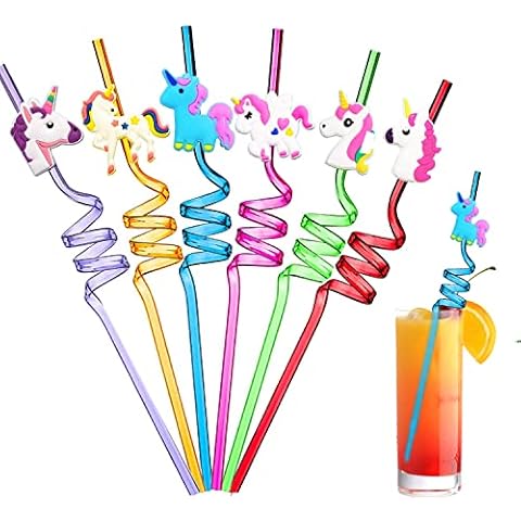 Ulife Mall Unicorn Curly Drinking Straws Cover