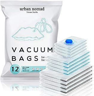 Vacuum Storage Bags for Clothes Duvets Travel - 12 Pack 3 Sizes Jumbo Medium Small, Reusable No Leak Compression 80% More Space Saver, Vaccumm Suction Seal Bag Extra Durable, Bedding Blanket Vacume