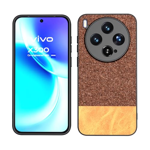 Image of Kapa Soft Fabric & Leather Hybrid Protective Back Cover for Vivo X300 5G | Shockproof Slim Hard Anti Slip Back Case (Brown)