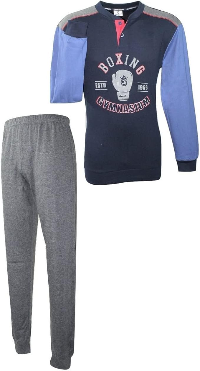 Gymnasium Offerta Pigiama Uomo Caldo Cotone Interlock Originale Blu 14012 :  Amazon.it: Abbigliamento