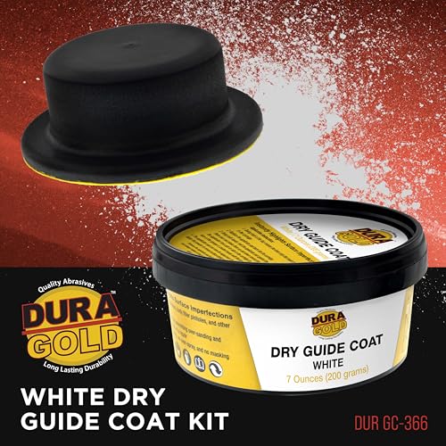 Image of Dura-Gold Premium White Dry Guide Coat Kit, 7 Ounces (200 Grams) - Powder that Instantly Highlights Auto Bodyshop Repair Surface Imperfections, Identify Body Filler Pinholes, Sanding Scratches Defects