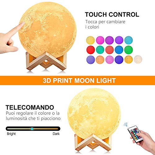 Luna Lampada Led, 3D Stampa Luna luce USB