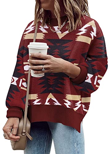 Image of Womens Oversized Sweaters Fall 2026 Fashion Clothes Colorblock Knit Tops | ETCYY Striped Sweaters For Women Trendy,Batwing Sleeve Oversized Sweater Pullover Tops,Cute,Spring Winter Fall Outfits