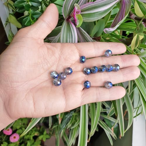 Image of 10mm Rondelle Clear Blue Glass Beads for Jewelry Making 200pcs Faceted Briolette Shape Crytal Spacer Beads for Bracelet Necklace, bz-wholesale-10mm-Clear Blue-n