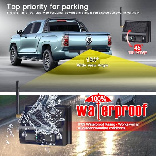 image for YIMU Solar Magnetic Wireless Backup Camera for Truck andTrailers, Port