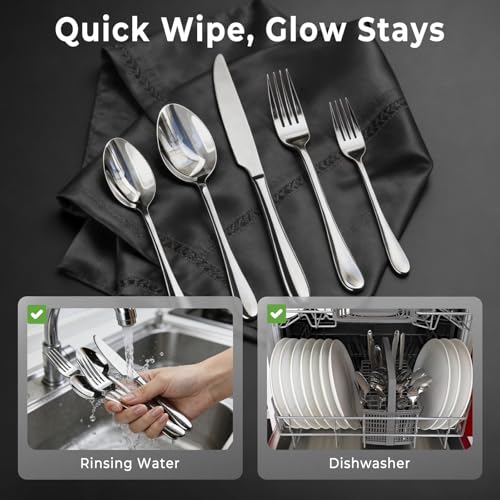 20-Piece Silverware Set for 4, Stainless Steel Flatware Set with Knife, Fork, and Spoon, Sturdy, Durable, Rustproof, Dishwasher Safe for Daily Use, Parties, Hotels, Weddings, and More — view 5