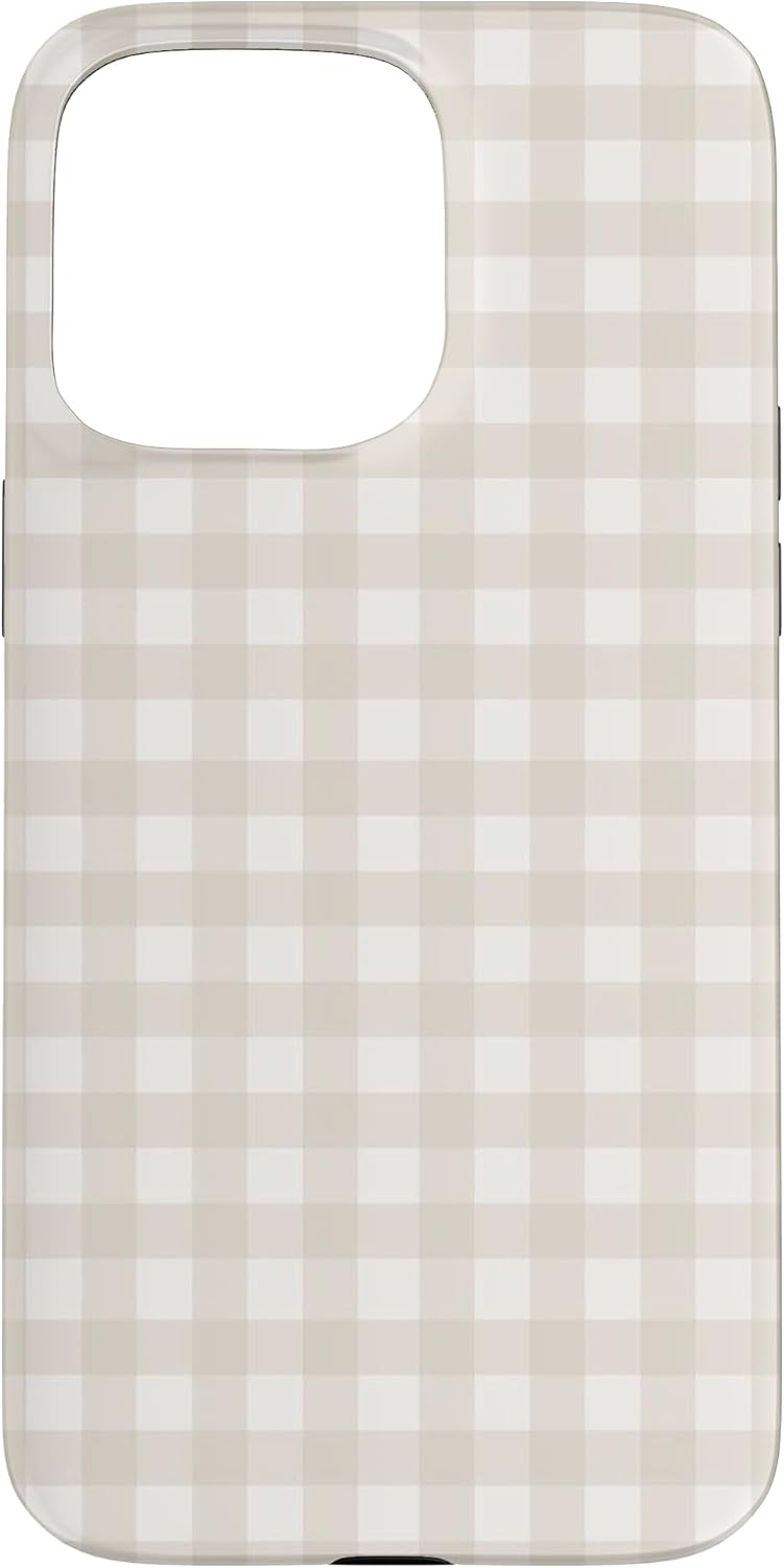 Fall Autumn Vintage Brown Beige Neutral Tan Gingham Plaid Case for iPhone 15 Pro Max