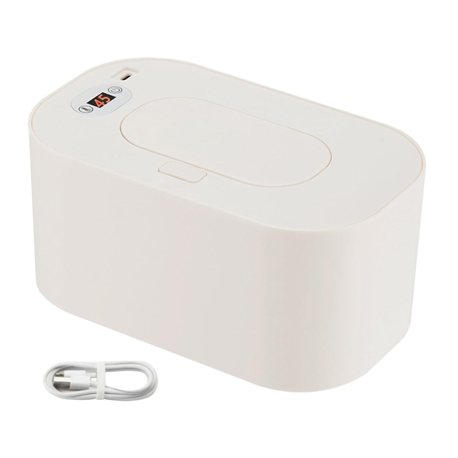 Chauffe-lingettes Portable à Chauffage Rapide et Chargement USB avec Contrôle Intelligent de La Température et Distributeur de Lingettes Humides pour, Écran White Tem